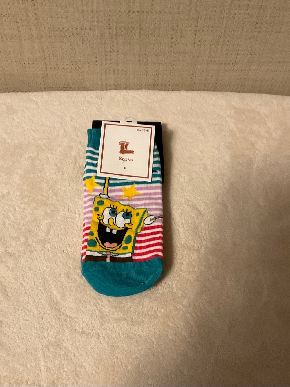 Unbranded Teal & Multicolor Sponge Character Crew Socks